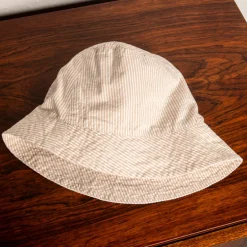 Engineered Garments Bucket Hat Beige Cotton Seersucker Stripe