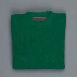 The Elder Statesman 100% cashmere medium ribbed crew Kelly Green