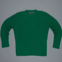 The Elder Statesman 100% cashmere medium ribbed crew Kelly Green